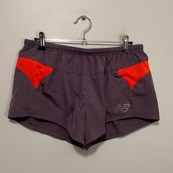 New Balance Gray & Orange Pull On Athletic Running Shorts - Picture 1 of 6